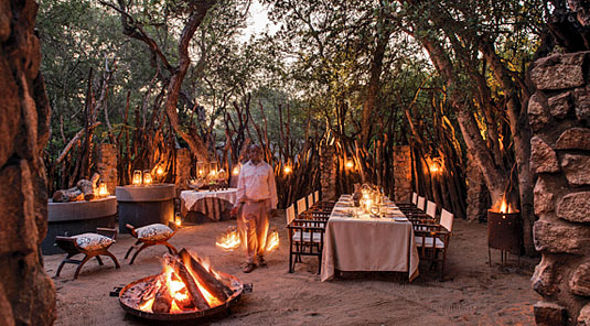 African Boma dining at Dulini Safari Lodge Dulini is located in the Big 5 Sabi Sand Game Reserve in South Africa