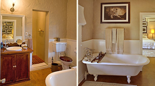 Luxury Suite's bathroom at Kirkman's Kamp located in the Sabi Sand Private Game Reserve