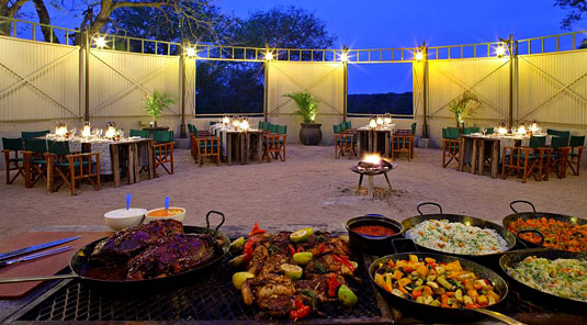 African Boma Dining Kirkmans Kamp Exeter Private Game Reserve Sabi Sand Game Reserve Game Lodge Bookings