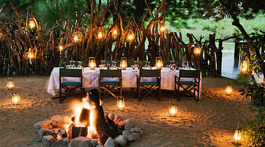 Ivory Lodge's African Boma Dining at Lion Sand in the Sabi Sand Private Game Reserve, South Africa