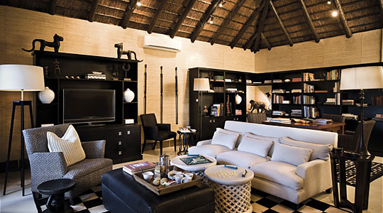 Main Lodge Library at Lion Sand's Ivory Lodge in the Sabi Sand Private Game Reserve, South Africa