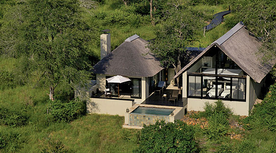 View of a luxury villas at Lion Sand's Ivory Lodge in the Sabi Sand Private Game Reserve, South Africa