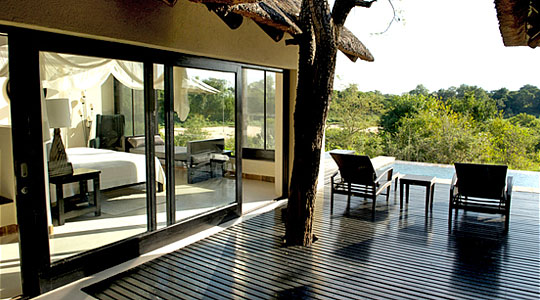 View from the luxury villa's deack area at Lion Sand's Ivory Lodge in the Sabi Sand Private Game Reserve, South Africa