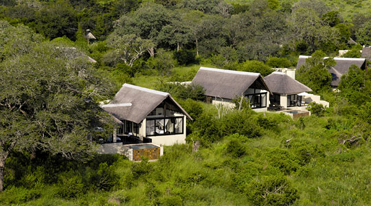 View of the private luxury villas at Lion Sand's Ivory Lodge in the Sabi Sand Private Game Reserve, South Africa