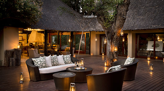 Deck outdoor Lounge at Lion Sands River Lodge located in the Sabi Sand Private Game Reserve, South Africa
